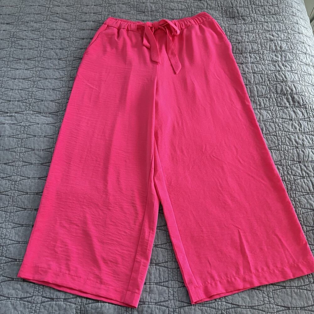 Maison d’Amélie Paris Pink Wide Leg Pull On Pants Tie Waist Cropped Women’s 10